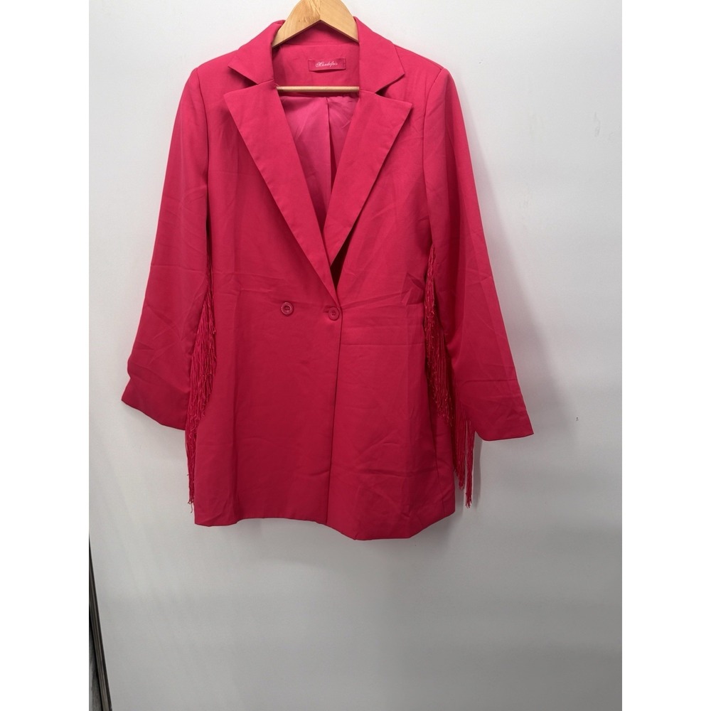 Mundefeis Hot Pink Fringed Blazer Size‎ Large  Barbie Core Cowgirl Rodeo